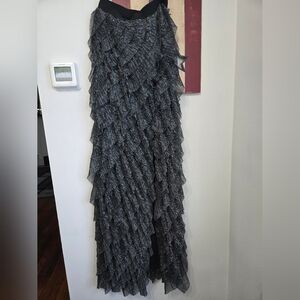 AKIRA Charcoal and Ebony Asymmetrical Skirt